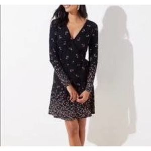 LOFT Black Floral Wrap Dress